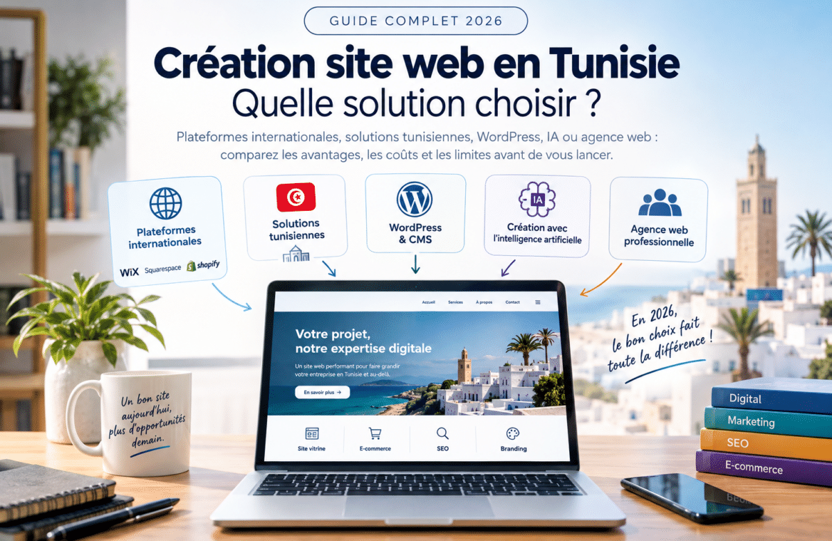 Créer un site web en 2026 : plateformes internationales, solutions tunisiennes, IA ou agence ? Le guide pour faire le bon choix